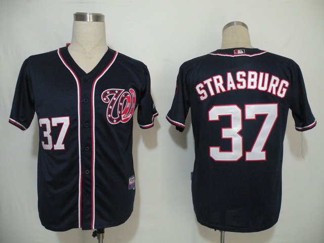 MLB Washington Nationals #37 Stephen Strasburg Blue Jersey