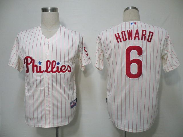 MLB Philadephia Phillis #6 Howard White Pinstripe Jersey