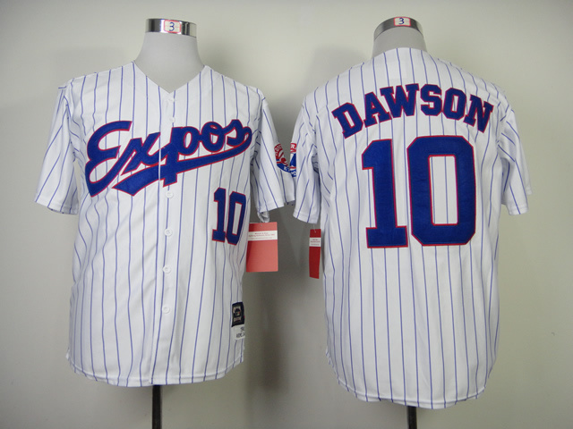 MLB Montreal Expos #10 Dawson White Blue Pinstripe Jersey