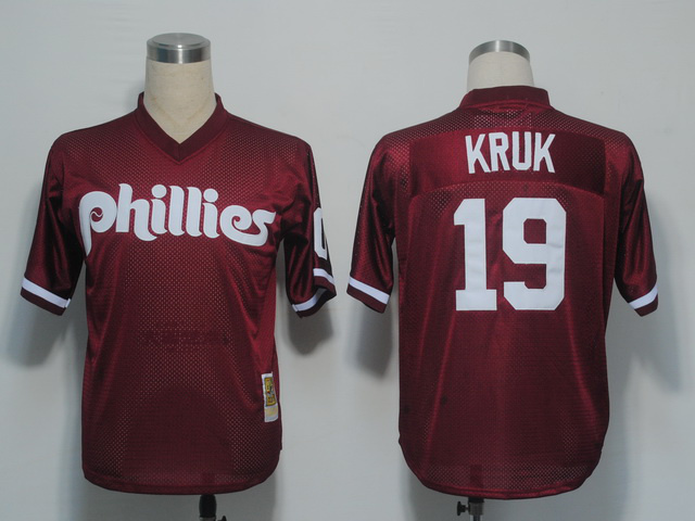 MLB Philadephia Phillis #19 Kruk Red Throwback Jersey