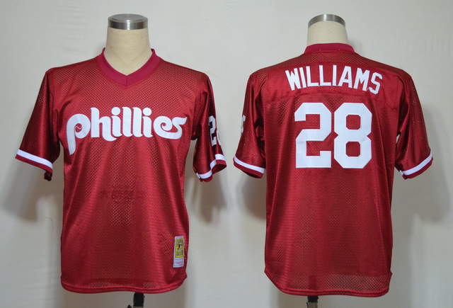 MLB Philadephia Phillis #28 Williams Red Throwback Jersey