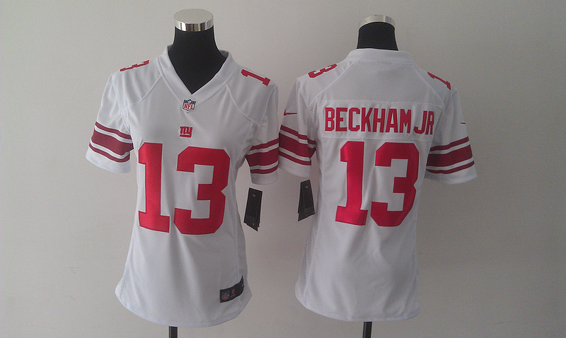Nike NFL New York Giants #13 Beckham JR White Women Jersey