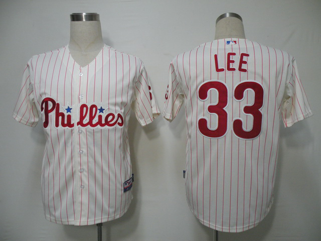 MLB Philadephia Phillis #33 Lee White Pinstripe Jersey