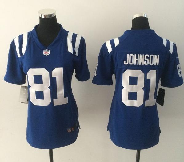 Nike NFL Indianapolis Colts #18 Johnson Blue Women Jersey