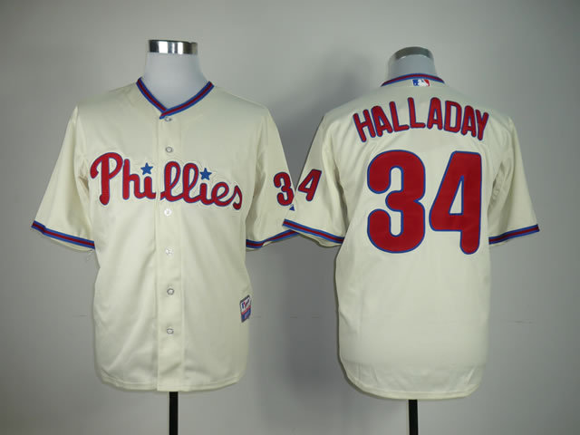 MLB Philadephia Phillis #34 Halladay Cream Jersey