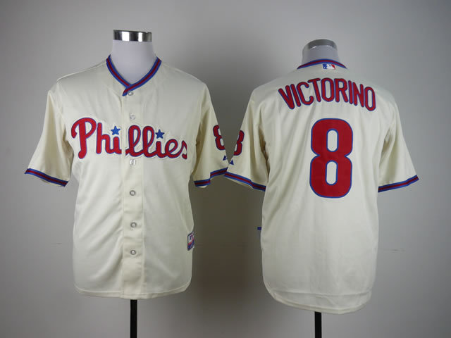 MLB Philadephia Phillis #8 Victorino Cream Jersey