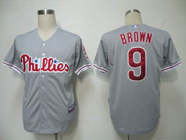MLB Philadephia Phillis #9 Brown Grey Jersey