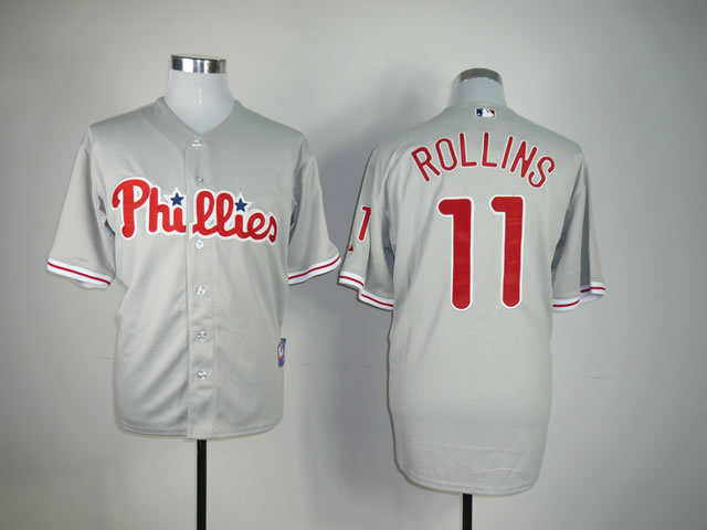 MLB Philadephia Phillis #11 Rollins Grey Jersey