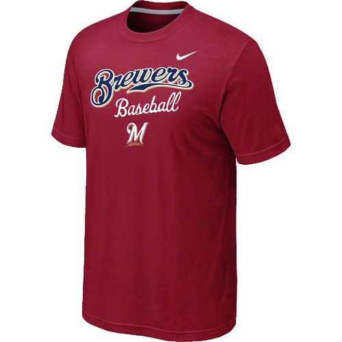 Nike MLB Milwaukee Brewers 2014 Home Practice T-Shirt - Red 