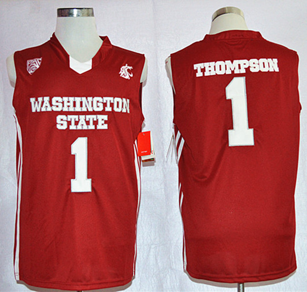 NCAA Washington State Cougars #1 Klay Thompson Red Jersey