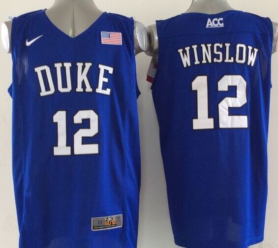 NCAA Duke #12 Justise Winslow Duke Blue Devils White Basketball Jersey