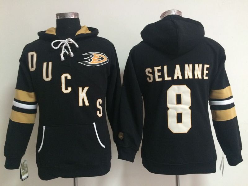 NHL Anaheim Ducks #8 Selanne Black Women Hoodie
