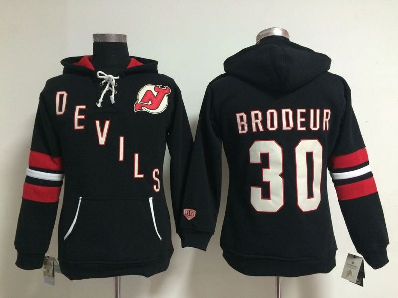 NHL New Jersey Devils #30 Brodeur Black Women Hoodie