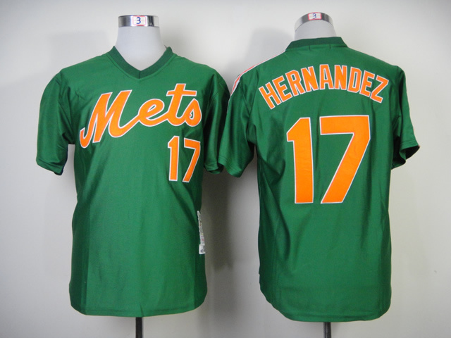 MLB New York Mets #17 Hernandez Green Throwback 1985 Jersey