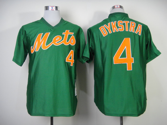 MLB New York Mets #4 Dysktra Green Throwback 1985 Jersey