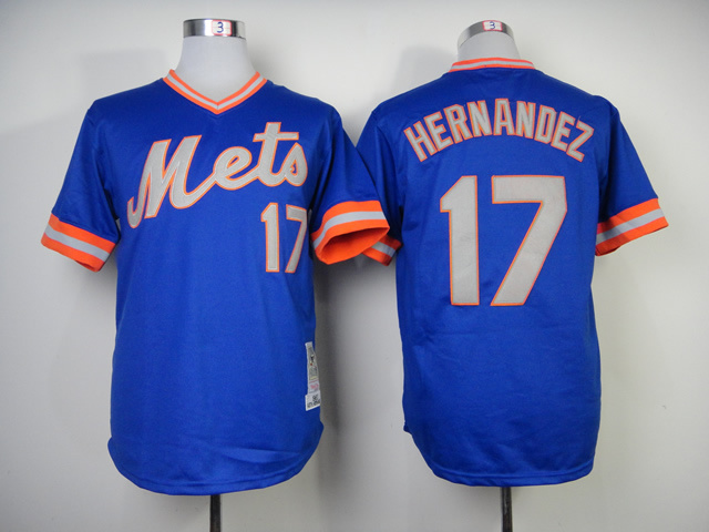MLB New York Mets #17 Hernandez Blue Throwback 1983 Jersey