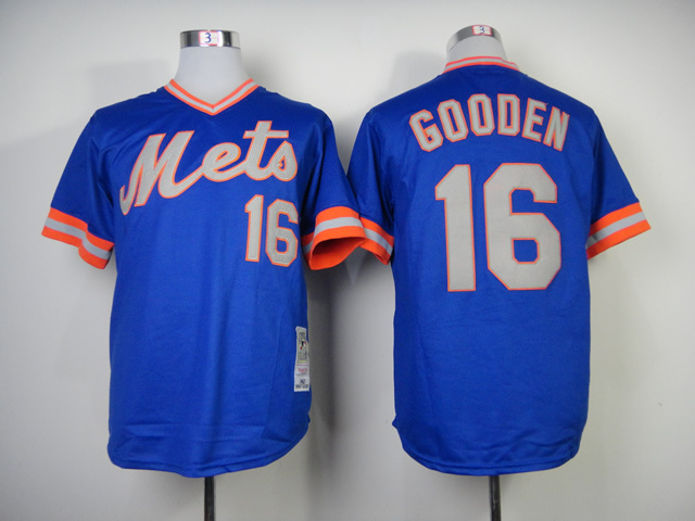MLB New York Mets #16 Gooden Blue Throwback 1983 Jersey