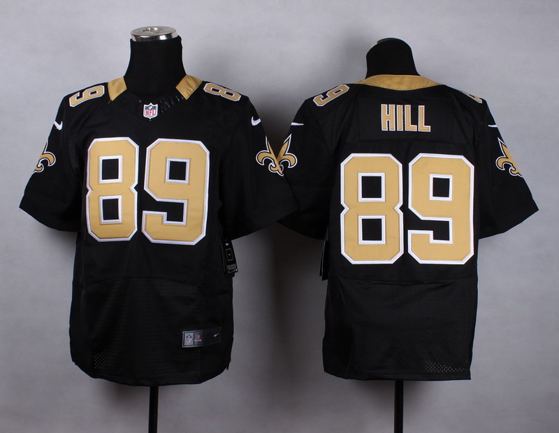 Nike NFL New Orleans Saints #89 Hill Black Elite Jersey