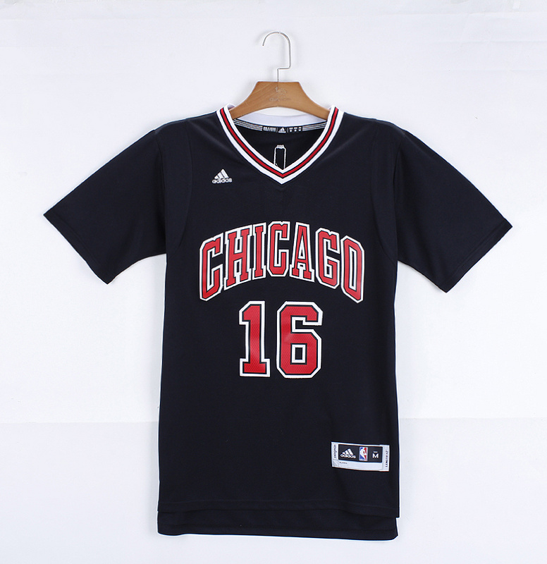 NBA Chicago Bulls #16 Gasol Black Short-sleeve Jersey
