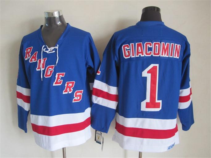 NHL New York Rangers #1 Giacomin Blue Jersey