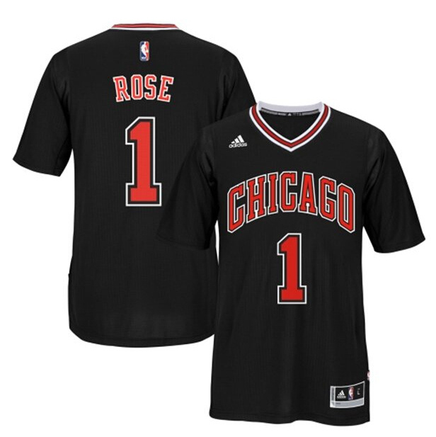 NBA Chicago Bulls #1 Rose Black Short-sleeve Jersey