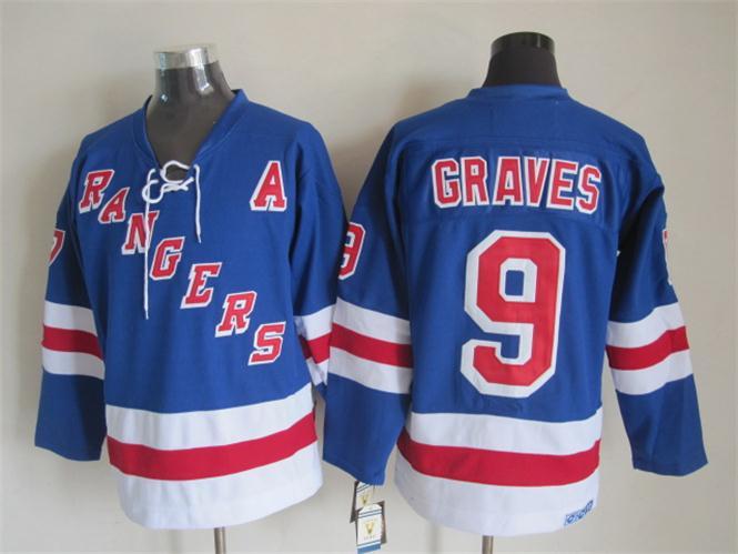 NHL New York Rangers #9 Graves Blue Jersey with A Patch