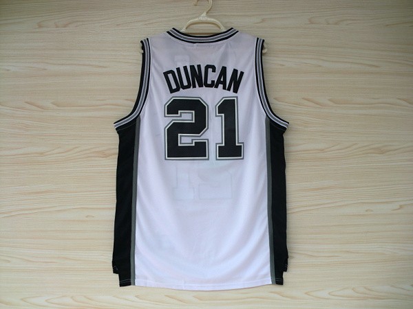 NBA San Antonio Spurs #21 Tim Duncan  White Jersey
