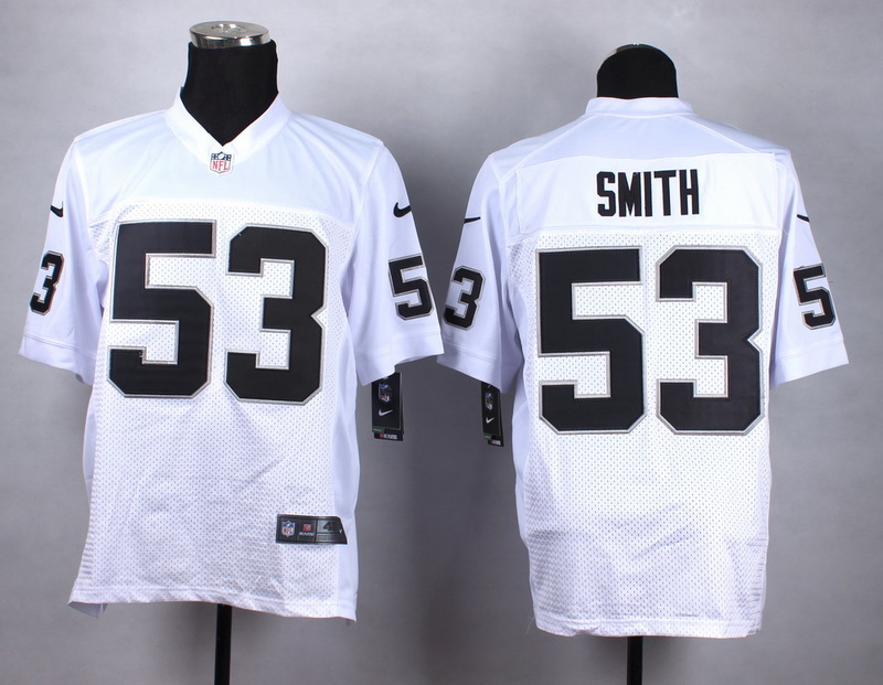 Nike NFL Oakland Raiders #53 Smith White Elite Jersey