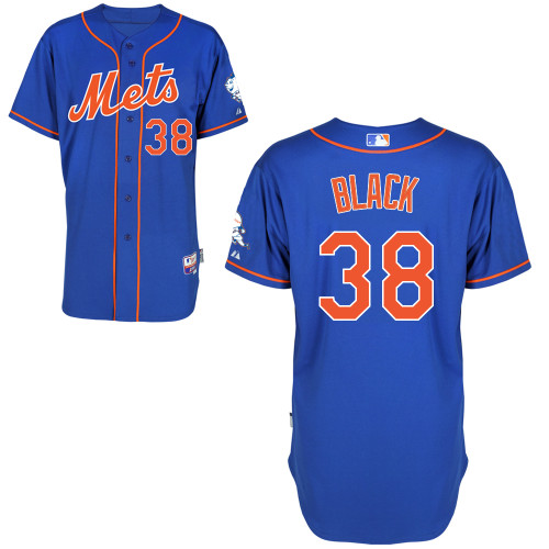MLB New York Mets #38 Black Cool Base Customized Blue Jersey