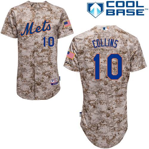 MLB New York Mets #10 Collins Cool Base Customized Camo Jersey