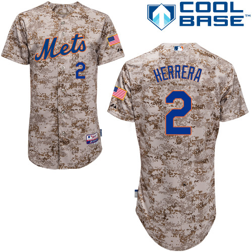 MLB New York Mets #2 Herrera Cool Base Customized Camo Jersey