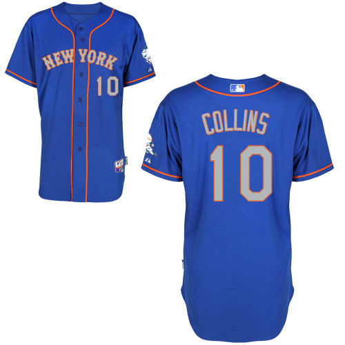 MLB New York Mets #10 Collins Cool Base Customized Blue Jersey
