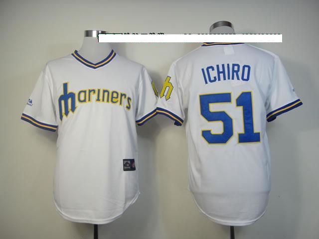 MLB Seattle Mariners #51 Ichiro Throwback White Jersey