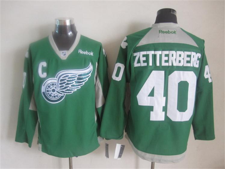 NHL Detroit Red wings #40 Zetterberg Green New Jersey with C Patch