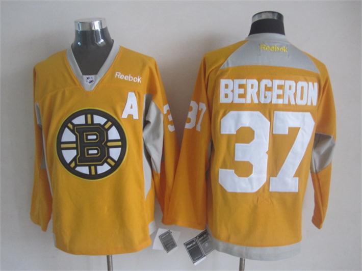 NHL Boston Bruins #37 Bergeron Yellow New Jersey with A Patch