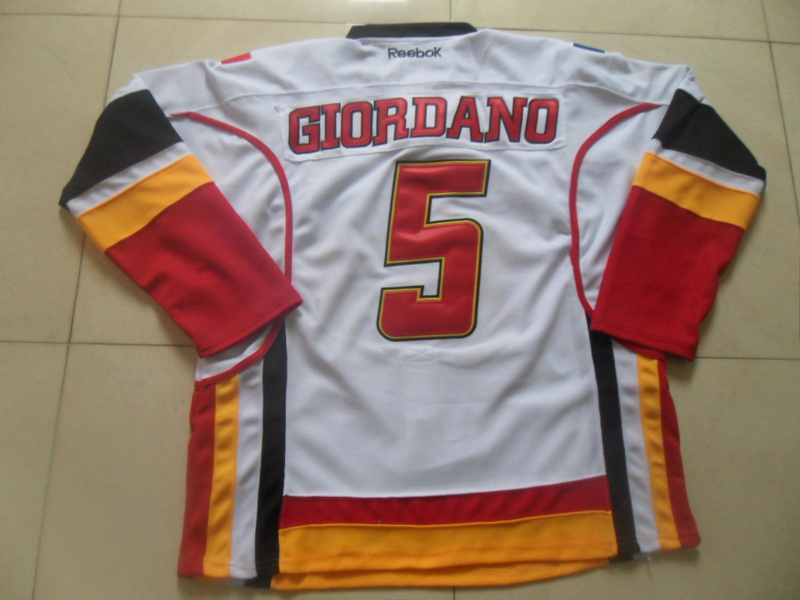 NHL Calgary Flames #5 Giordano Red Jersey with C Patch