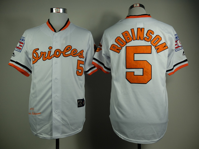 MLB Baltimore Orioles #5 Robinson White 1970 Throwback Jersey with Hall of Fame Patch