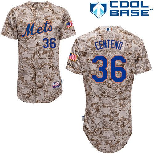 MLB New York Mets #36 Centeno Cool Base Customized Camo Jersey