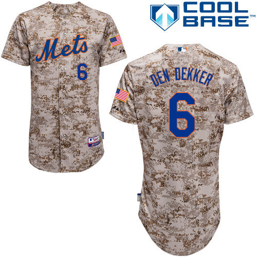 MLB New York Mets #6 Dendekker Cool Base Customized Camo Jersey