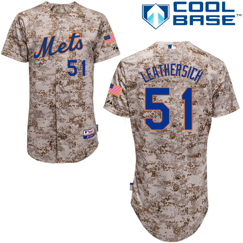 MLB New York Mets #51 Leathersich Cool Base Customized Camo Jersey