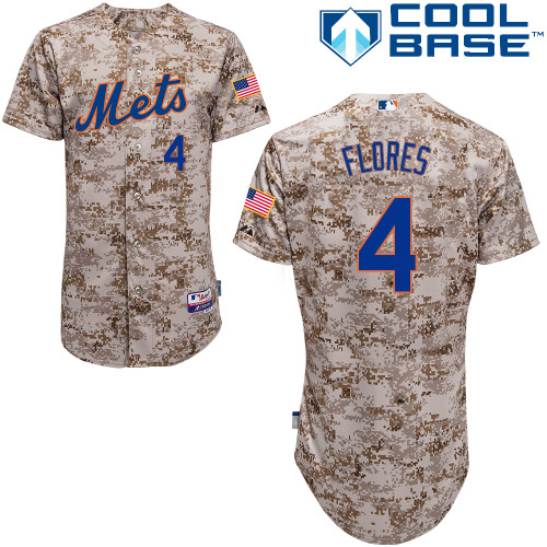 MLB New York Mets #4 Flores Cool Base Customized Camo Jersey