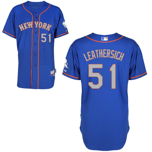 MLB New York Mets #51 Leathersich Cool Base Customized Blue Jersey