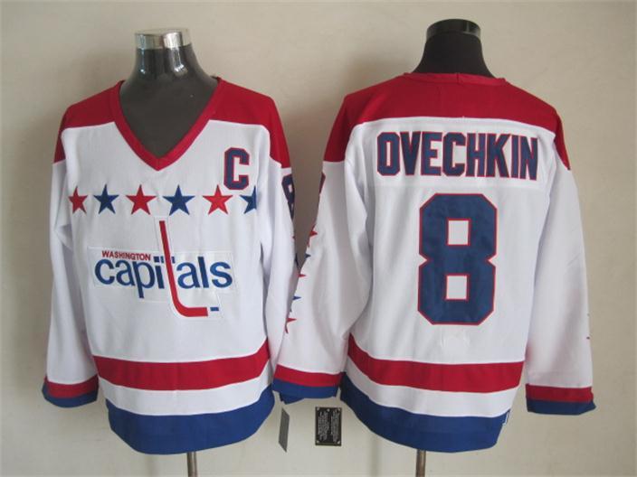 NHL Washington Capitals #8 Ovechkin White New Jersey with C Patch