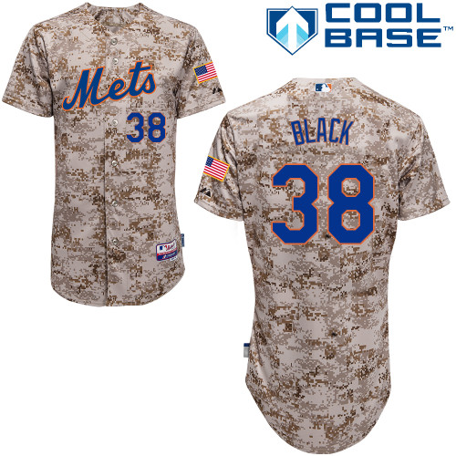 MLB New York Mets #38 Black Cool Base Customized  Camo Jersey