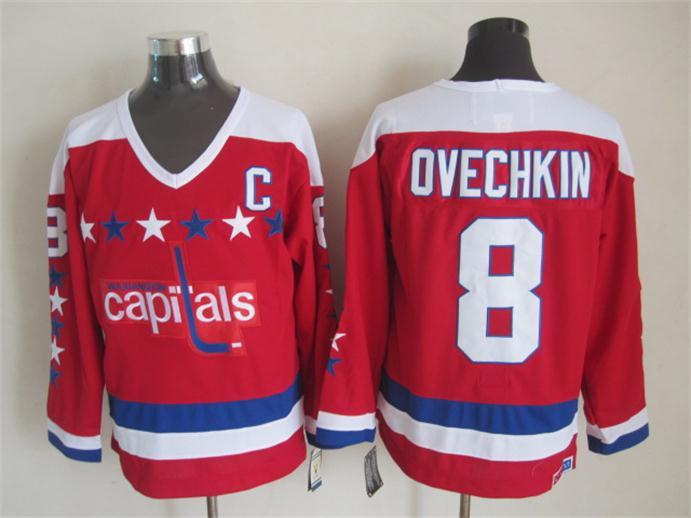 NHL Washington Capitals #8 Ovechkin Red New Jersey with C Patch