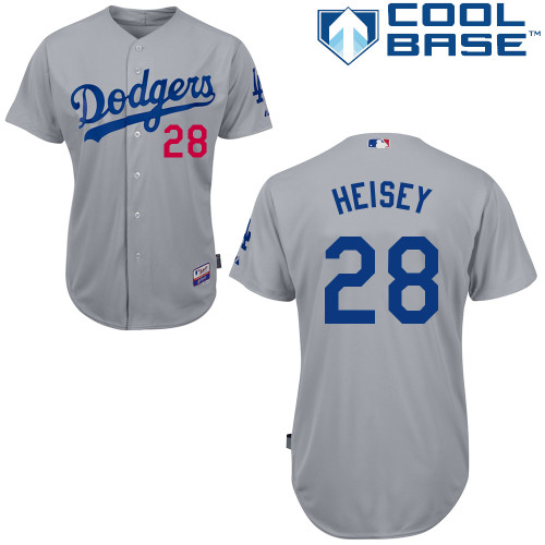 MLB Los Angeles Dodgers #28 Heisey Grey Customized Jersey