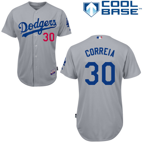 MLB Los Angeles Dodgers #30 Correia Grey Customized Jersey
