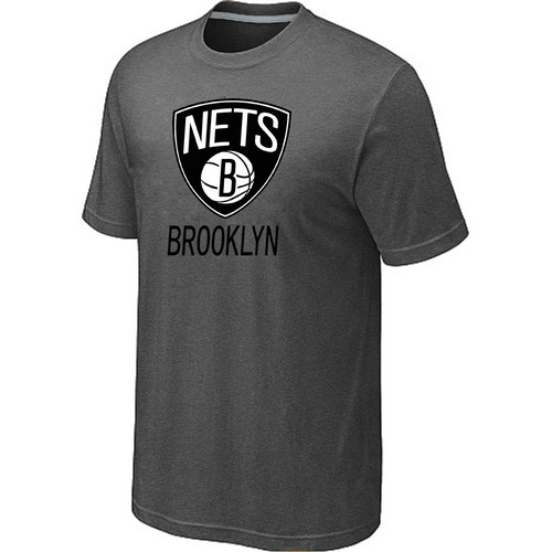 NBA Brooklyn Nets logo mens T-shirt D.Grey