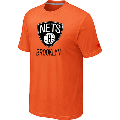 NBA Brooklyn Nets logo mens T-shirt Orange