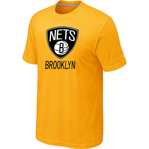 NBA Brooklyn Nets logo mens T-shirt Yellow